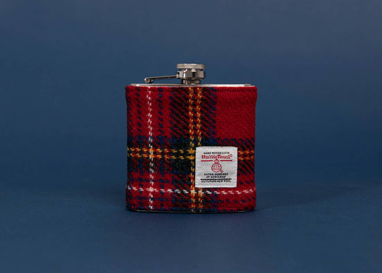 Created By The Ridleys - 6oz Harris Tweed Hip Flask - Royal Stewart Tartan - HT47 - Curated Home Decor