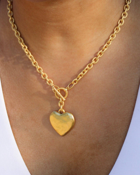 Vivian Grace Jewelry - Gold Heart Toggle Necklace: Gold - Curated Home Decor