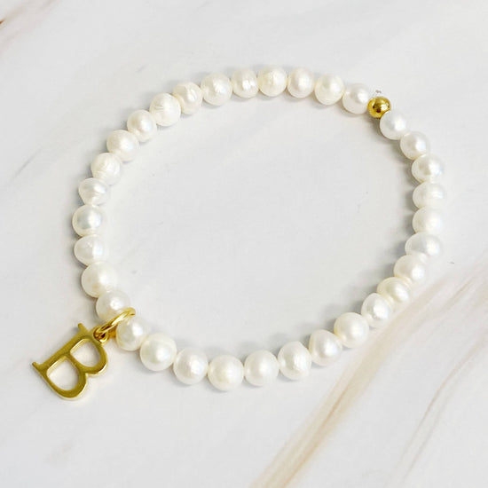 Freshwater Pearl Initial Charm Bracelet - Curated Home Decor