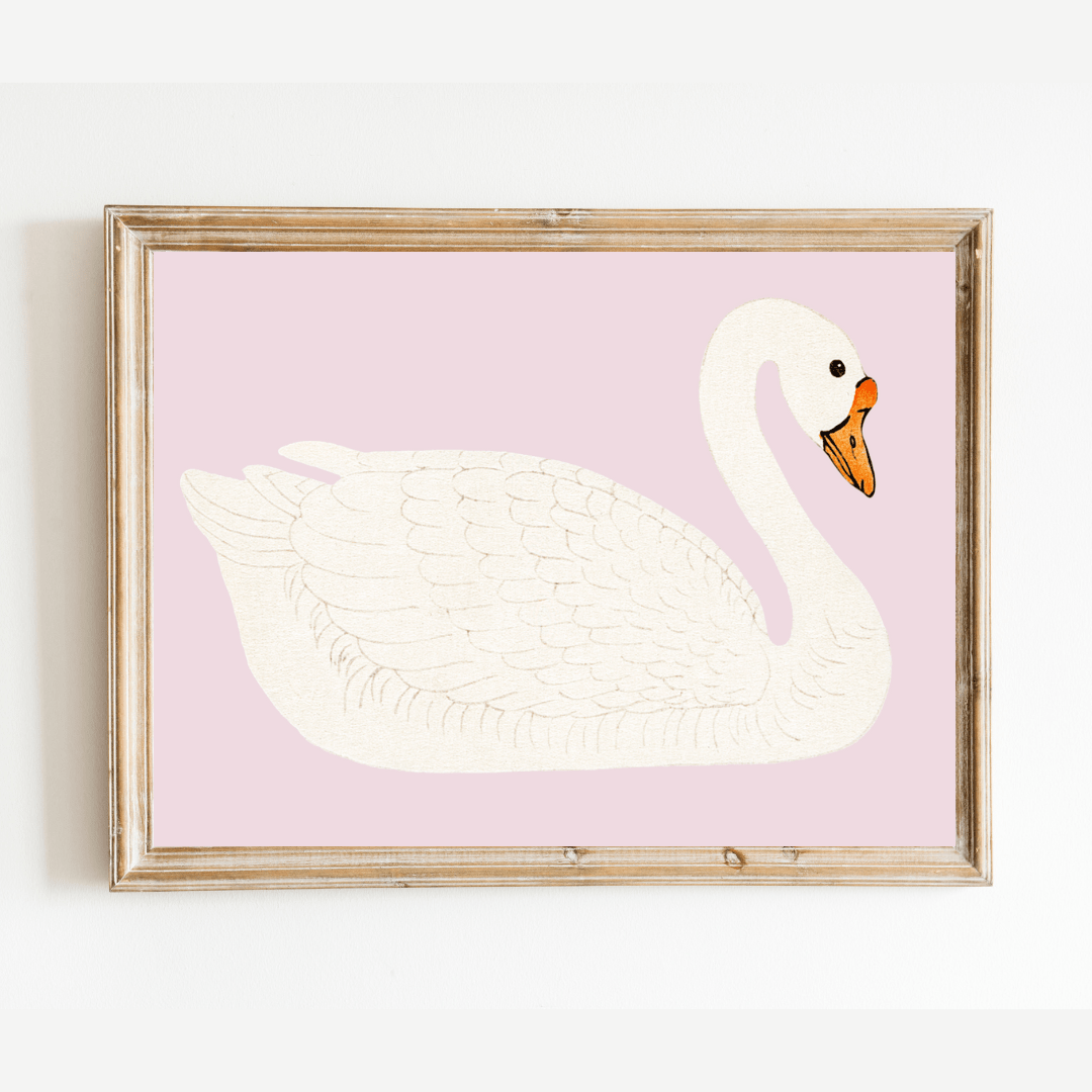 
                  
                    A Swan Antique Art Print (Pink) - Curated Home Decor
                  
                