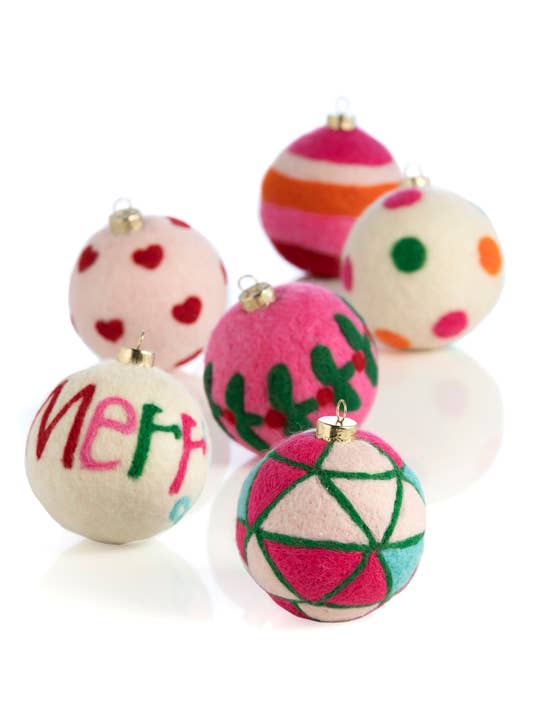 Shiraleah - MERRY ASSORTED SET OF 6 ORNAMENTS, MULTI - Curated Home Decor