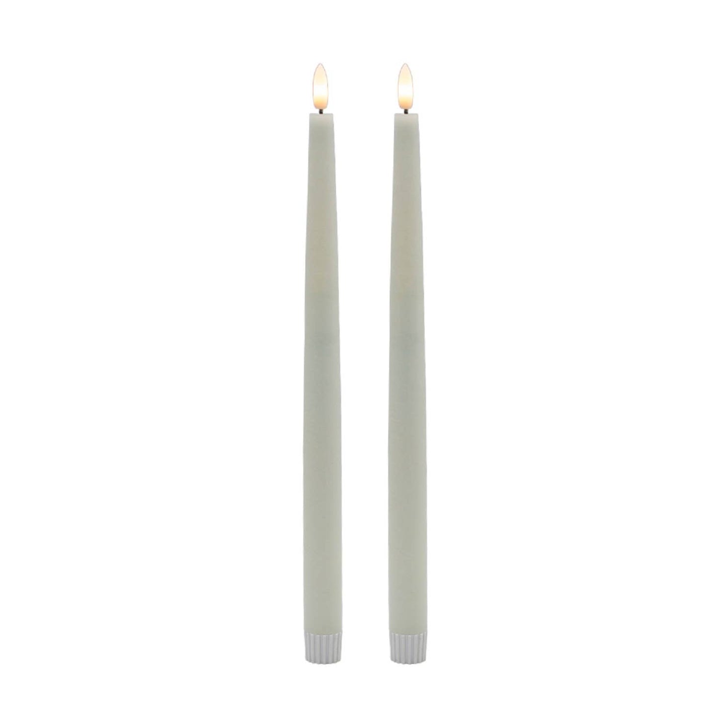 2 pc Tall White Flameless Taper Candle: White / WAX & PLASTIC - Curated Home Decor