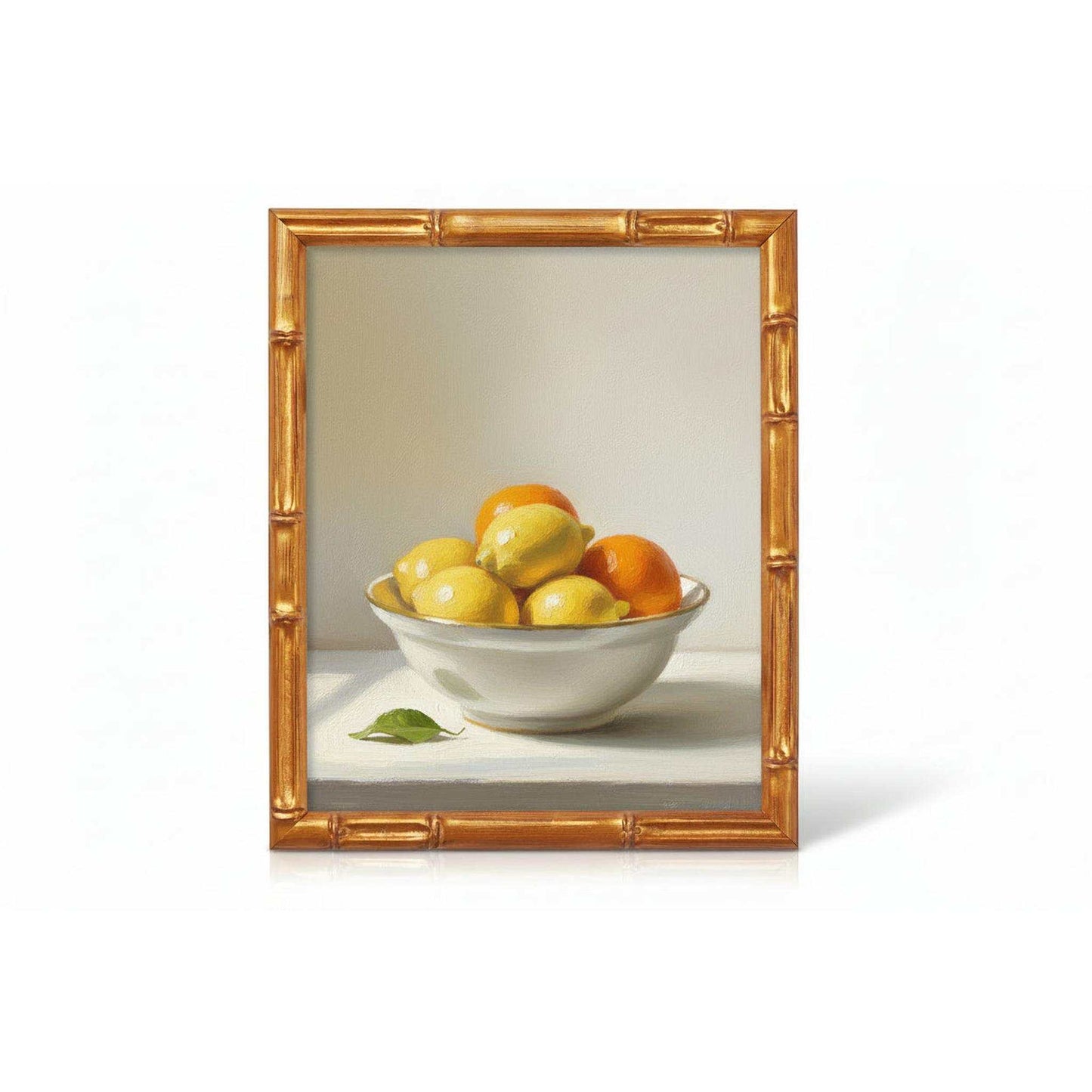Vintage gold 5x7 picture frame with faux bamboo finish and thin profile, fully assembled