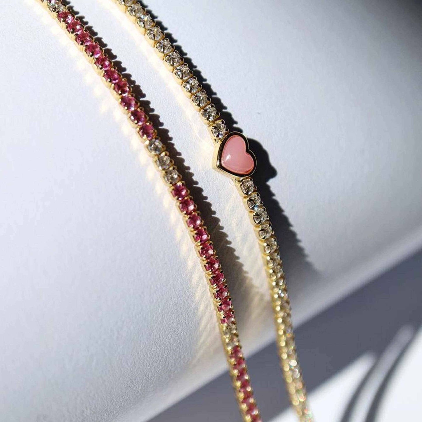 
                  
                    Mini Dazzle Pink Topaz and Diamond Tennis Bracelet - Curated Home Decor
                  
                