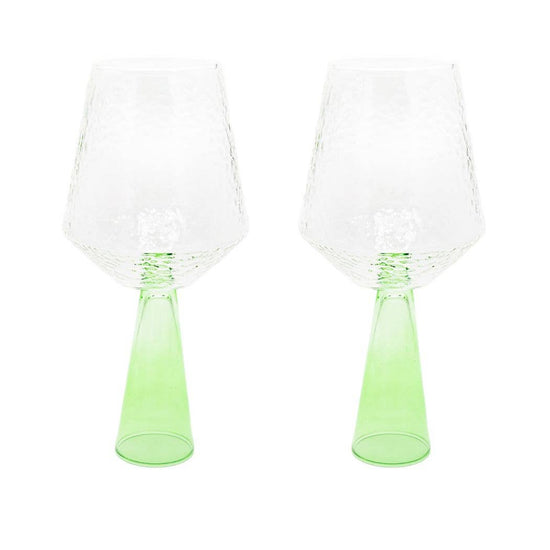 Brut Homeware - Wine Glass Claude, clear / green, set of 2: Glass - Curated Home Decor