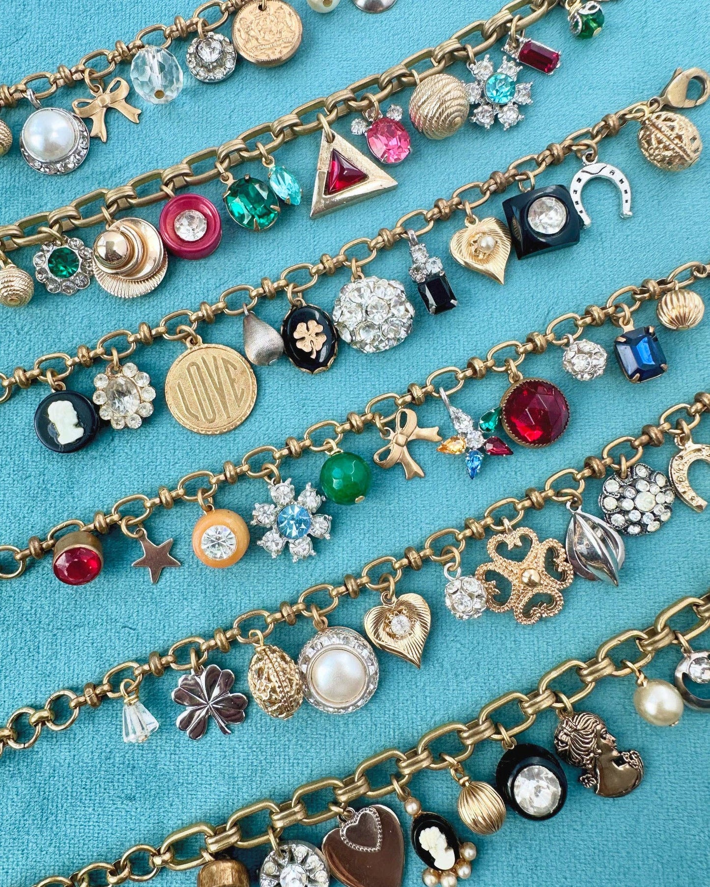Repurposed Vintage Multicolor Charm Bracelet - Curated Home Decor