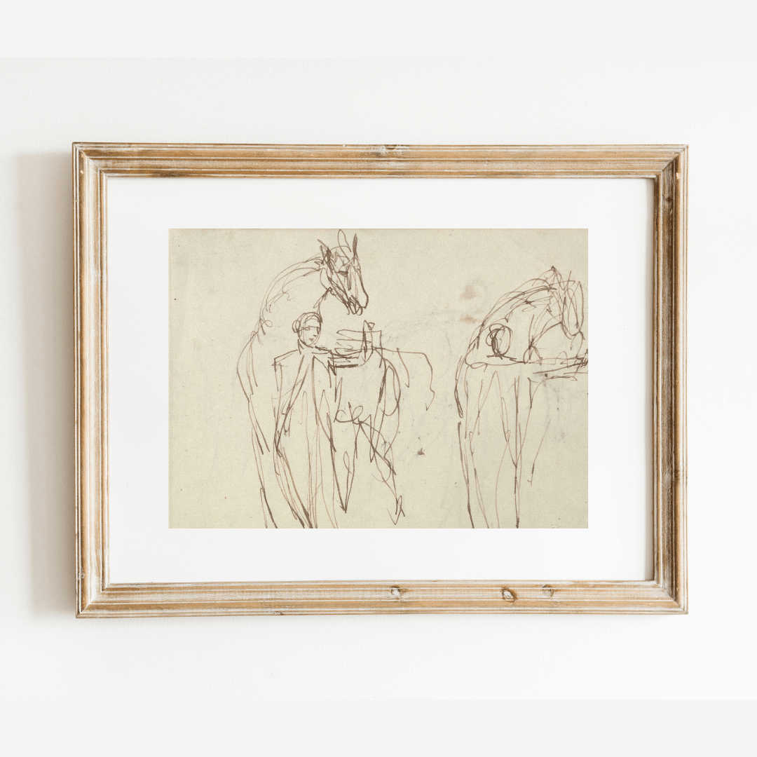 
                  
                    Horse & Man Sketch Antique Print: 5x7 - Curated Home Decor
                  
                
