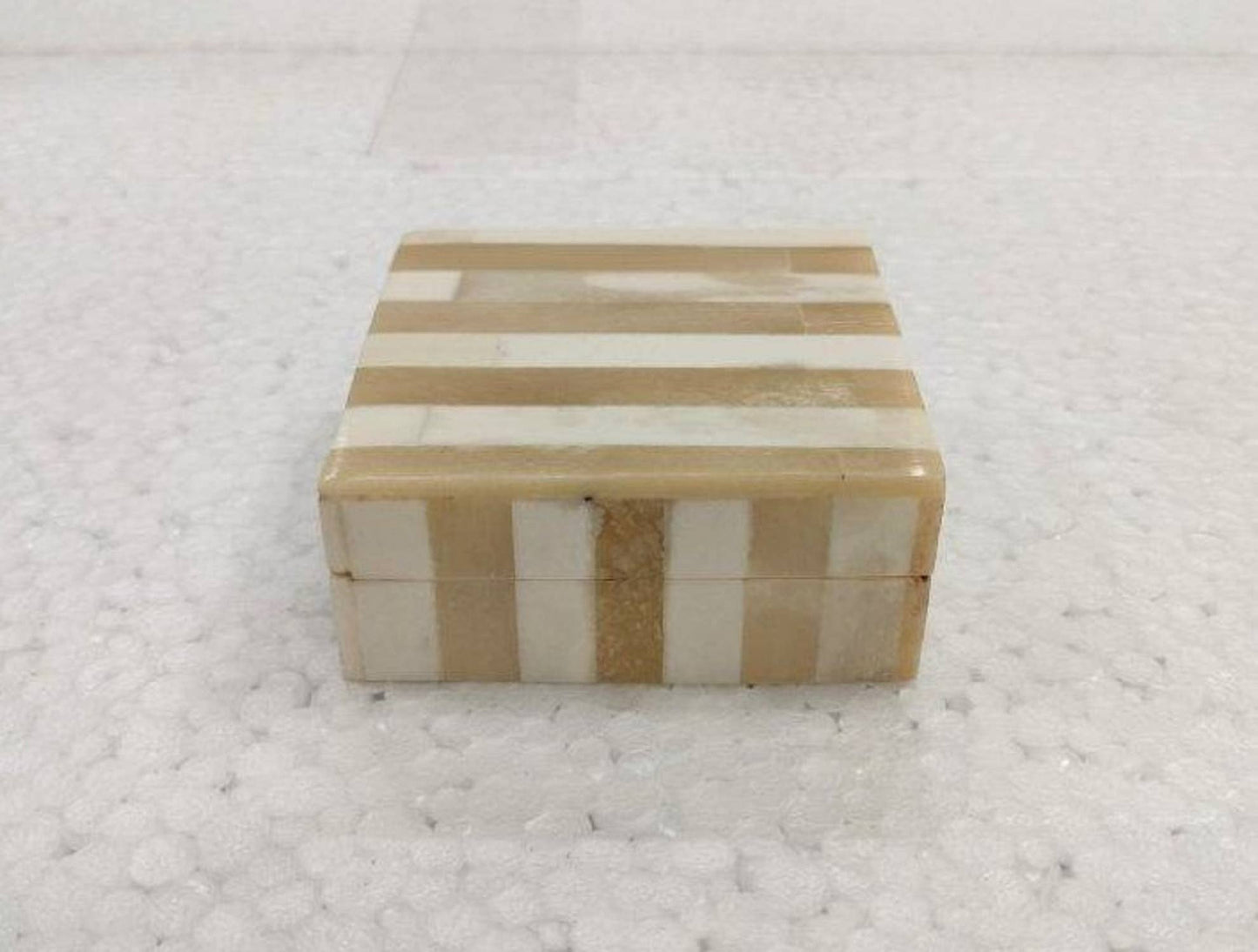 Extra Small Bone Striped Decorative Box - Curated Home Decor