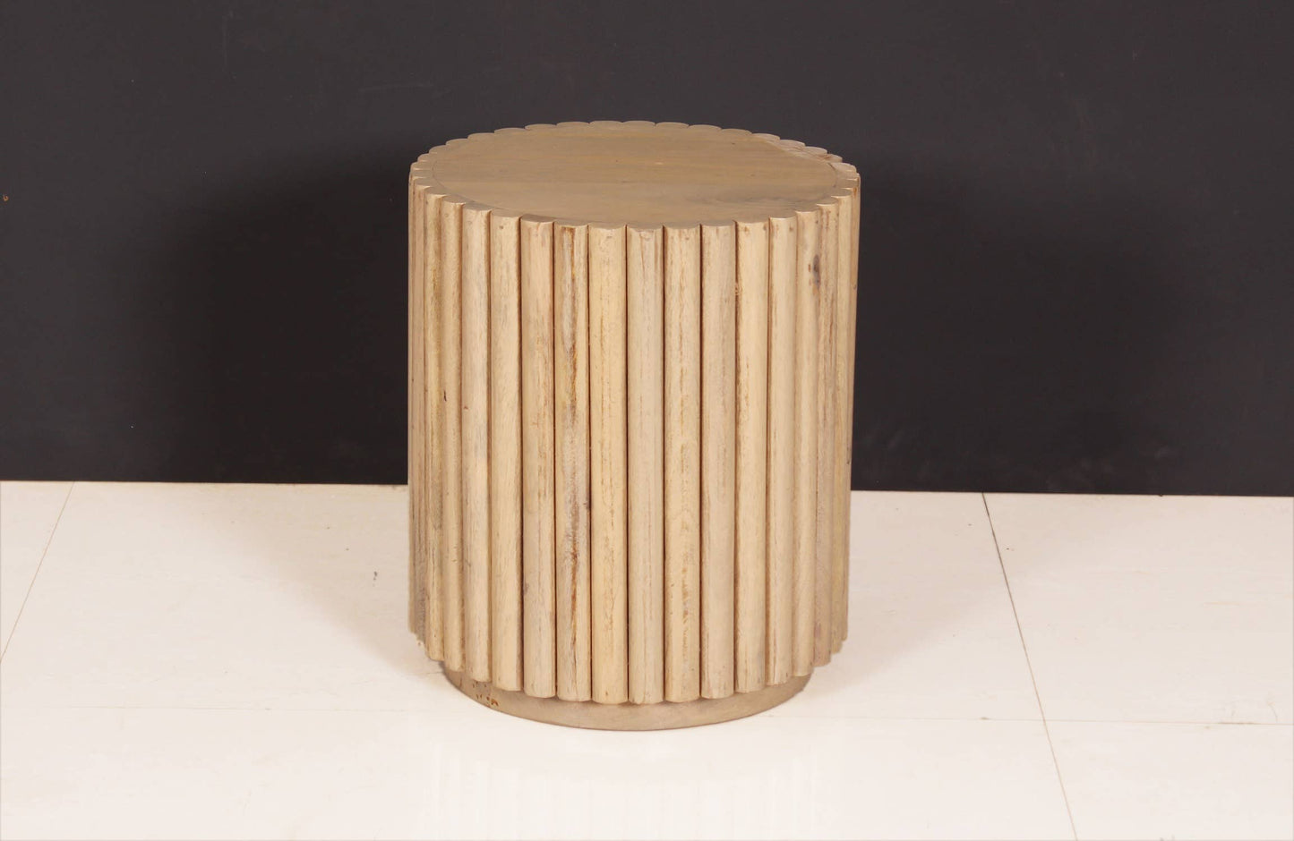 Side Table Mango Wood Dia 13.39" - Curated Home Decor