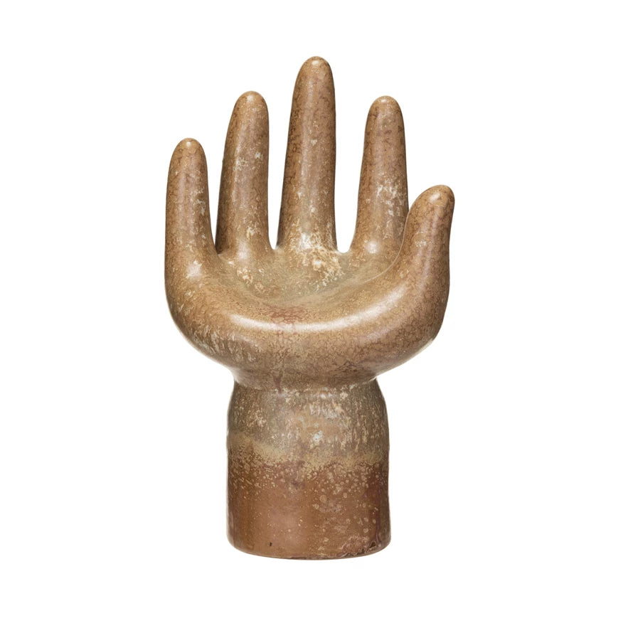 Brown Stoneware Glazed Hand - Curated Home Decor