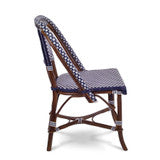 French Bistro Rattan Chair Navy Blue/White - Curated Home Decor