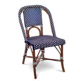 French Bistro Rattan Chair Navy Blue/White - Curated Home Decor