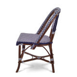 French Bistro Rattan Chair Navy Blue/White - Curated Home Decor