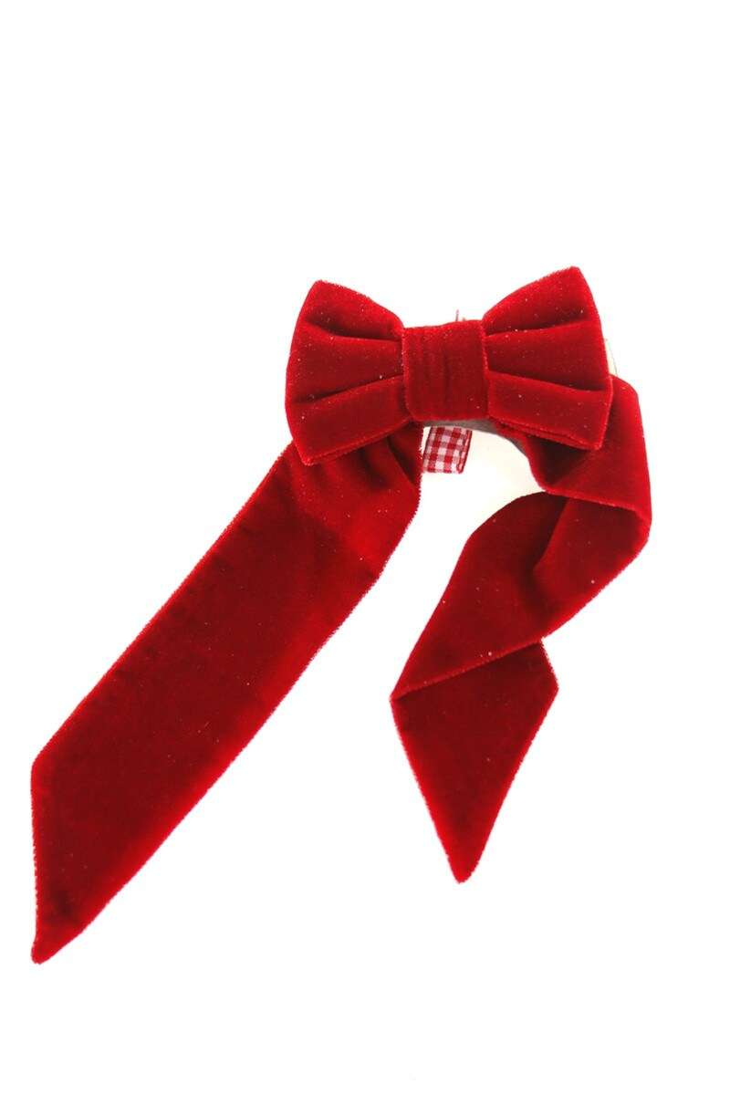Small Red Bow Decor made of velvet fabric for holiday decorations and gift topping