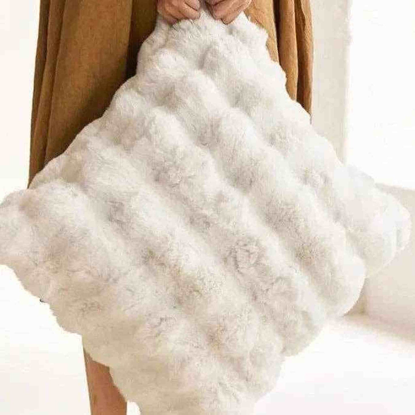 Luxe Faux Fur Pillow Cover in soft, cruelty-free rabbit imitation fur, 18x18 inches, washable and durable polyester blend