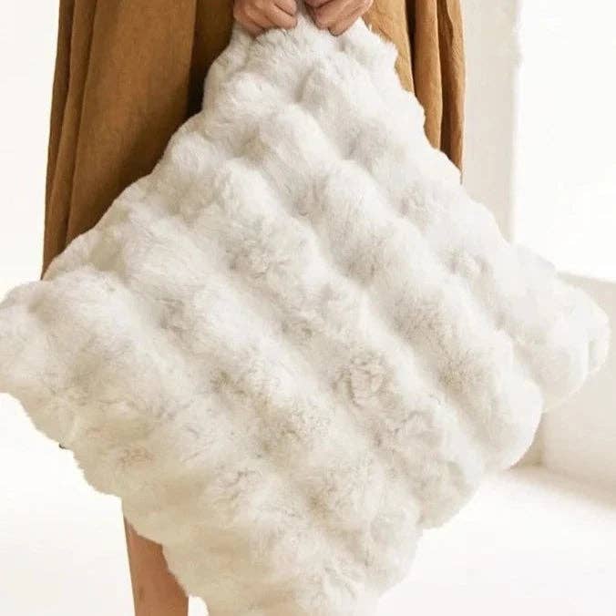 Faux Fur Pillow White / 18 inch - Curated Home Decor