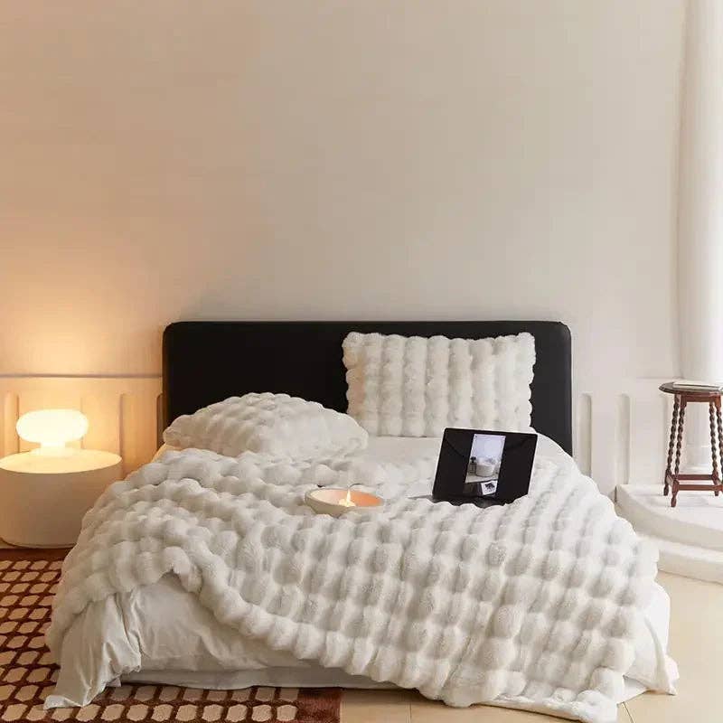 Faux Fur Throw Blanket: White - Curated Home Decor