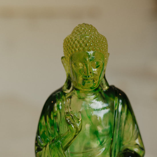 Vintage Jadeite Lucite Sitting Buddha