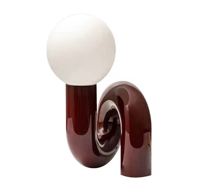 Burgundy Sculptural Globe Table Lamp