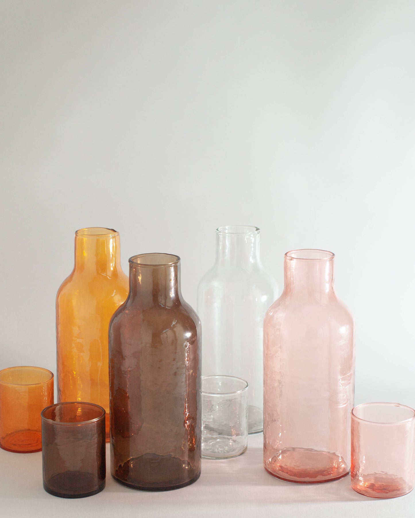 Creative Women - Handblown Hammered Glass Carafe: Smoke - Curated Home Decor