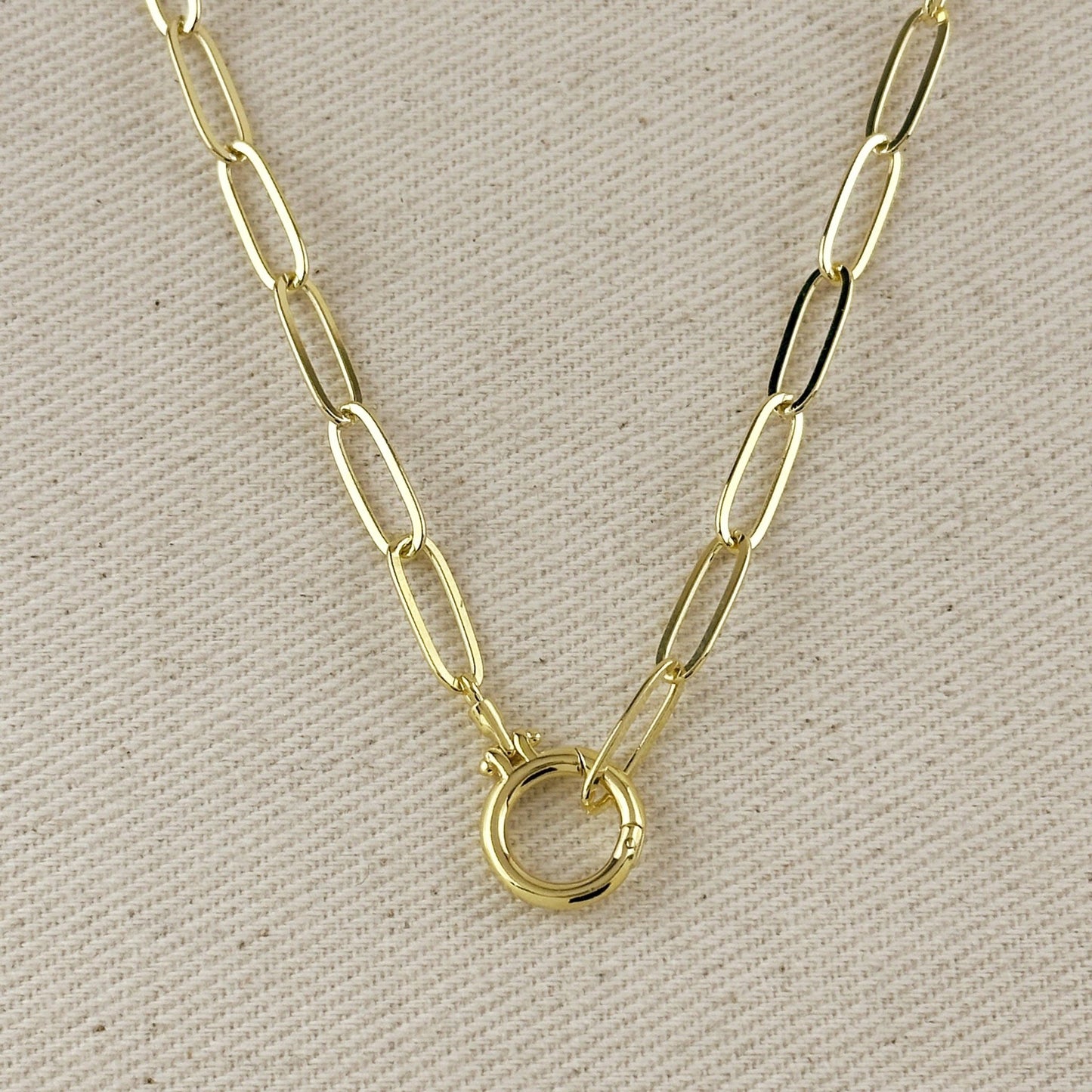
                  
                    18k Gold Filled Paperclip Chain With Round Clicker Clasp Necklace - Curated Home Decor
                  
                