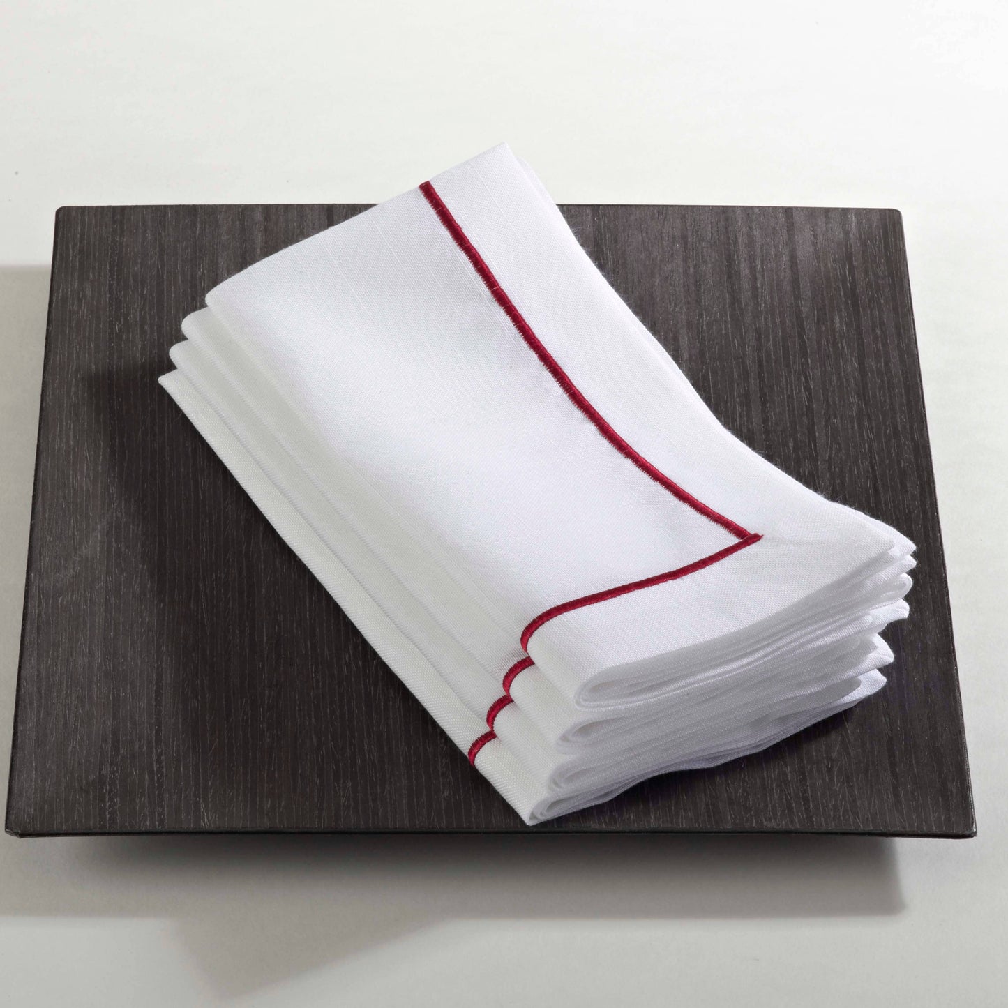 Embroidered Line Design Napkin: Red / 20" - Curated Home Decor