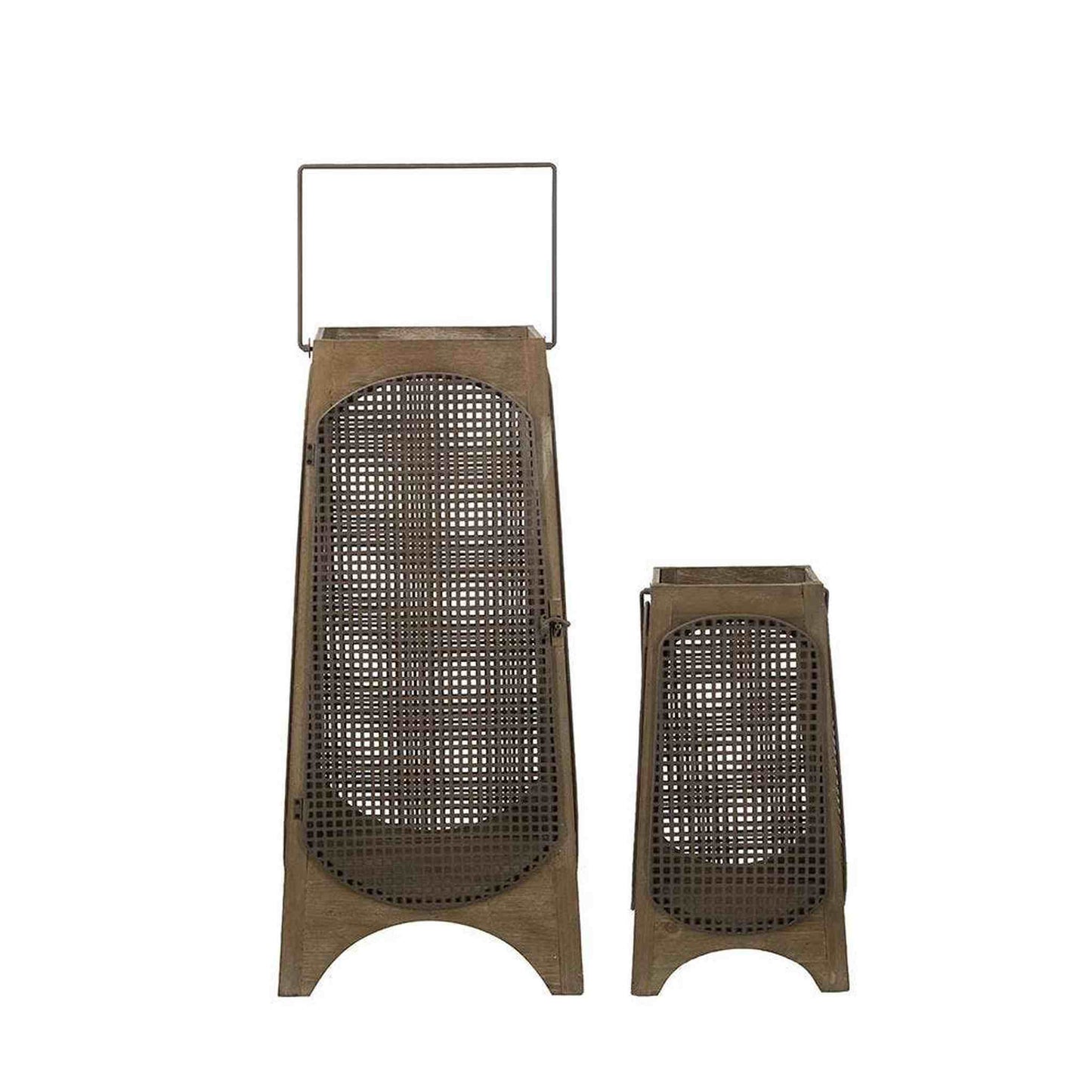 
                  
                    S/2 Weathered Brown Lanterns with Arched Legs 29.5"/17.5" - Curated Home Decor
                  
                