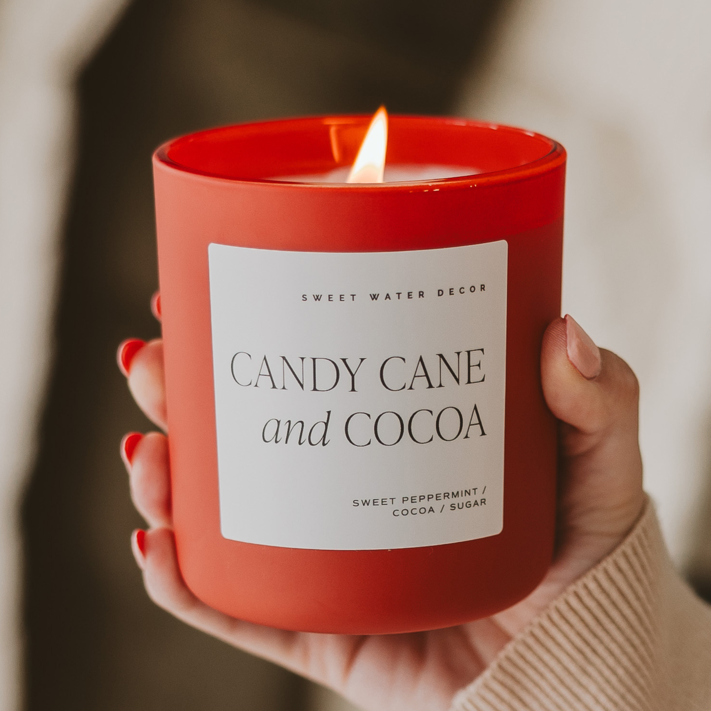 Candy Cane & Cocoa 15 oz Soy Candle - Curated Home Decor