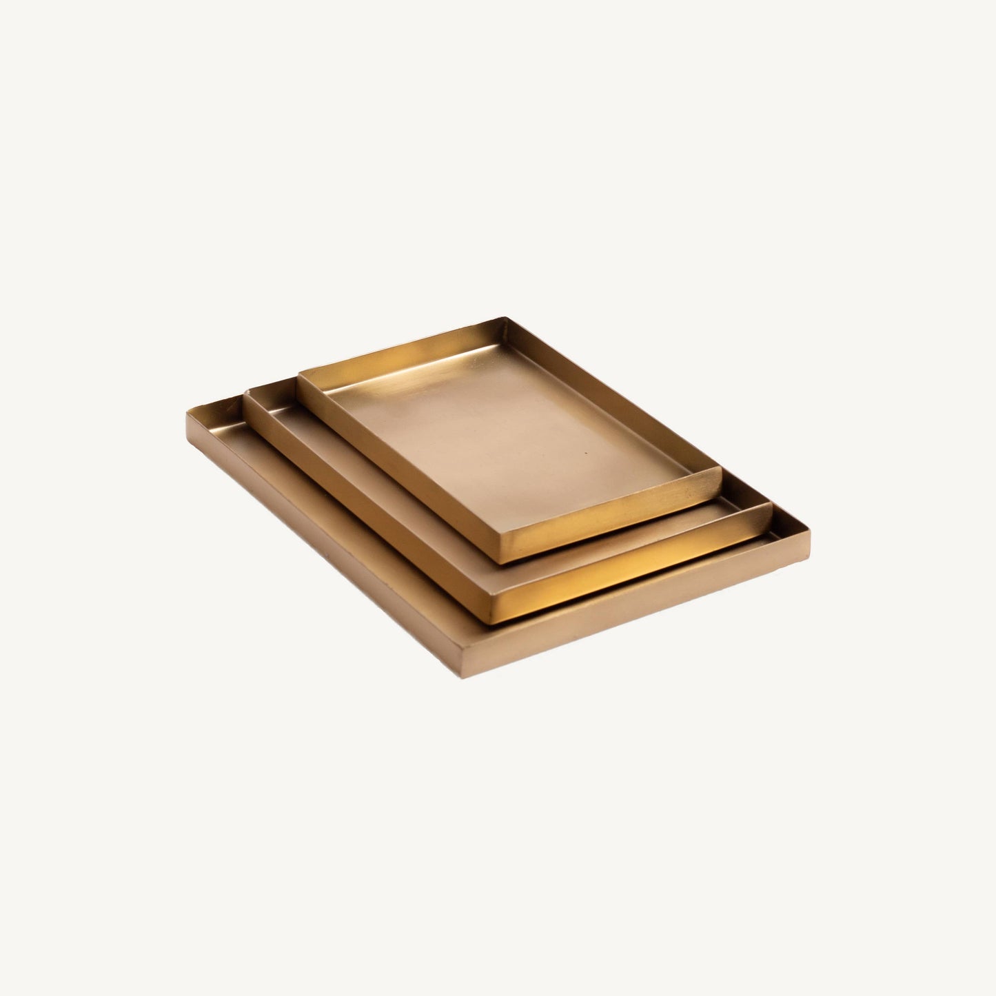 Brass Rectangular Tray Set of 3 - Curated Home Decor