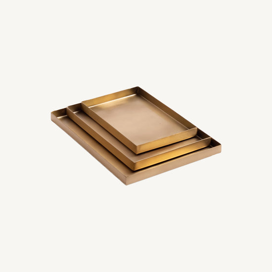 Brass Rectangular Tray Set of 3 - Curated Home Decor