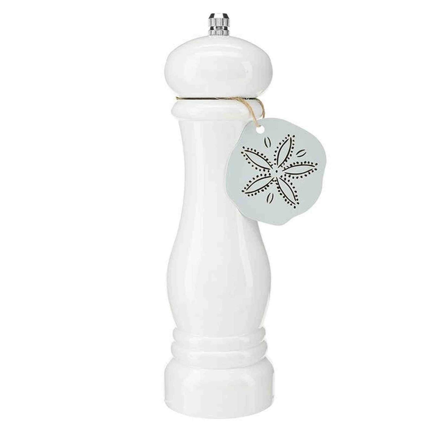White lacquer wood pepper mill with matte finish and ceramic grinder