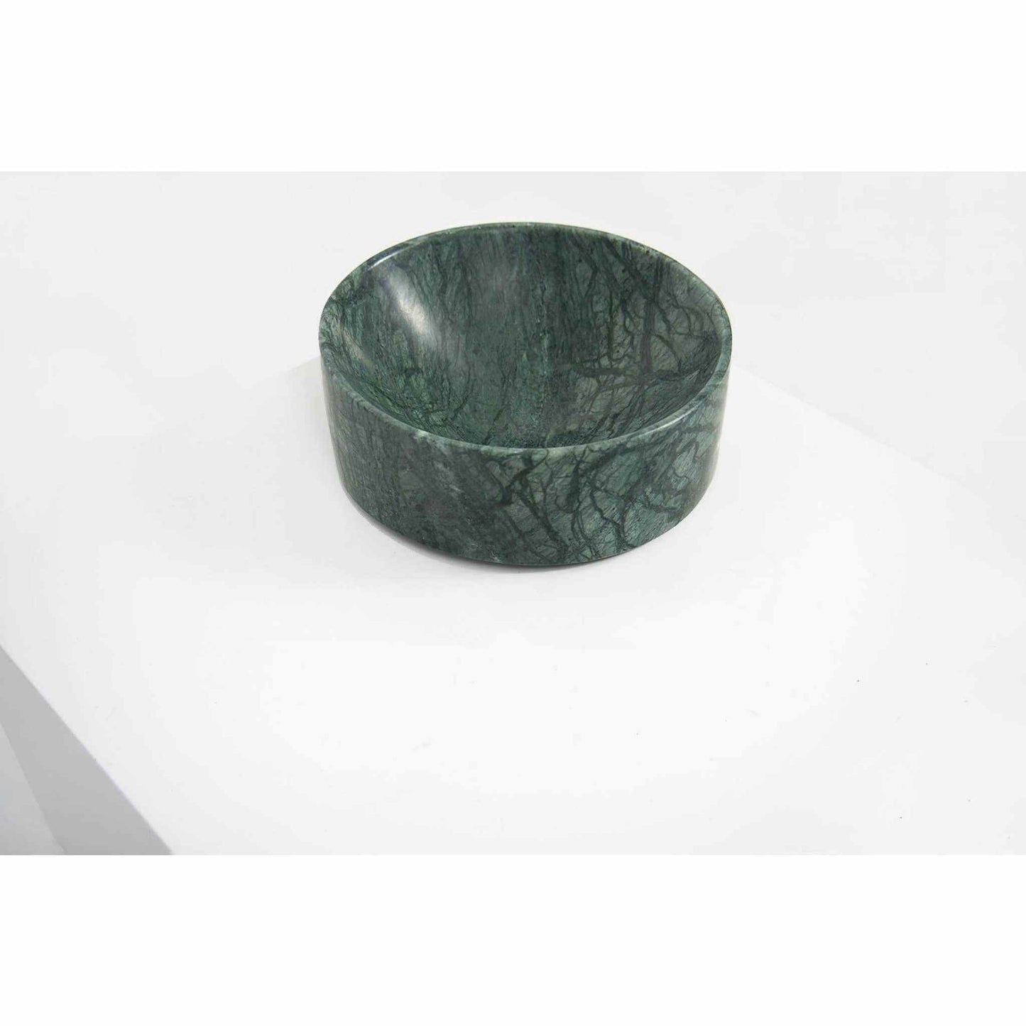 Large Empress Green Marble deep dish with fine green veining and honed finish
