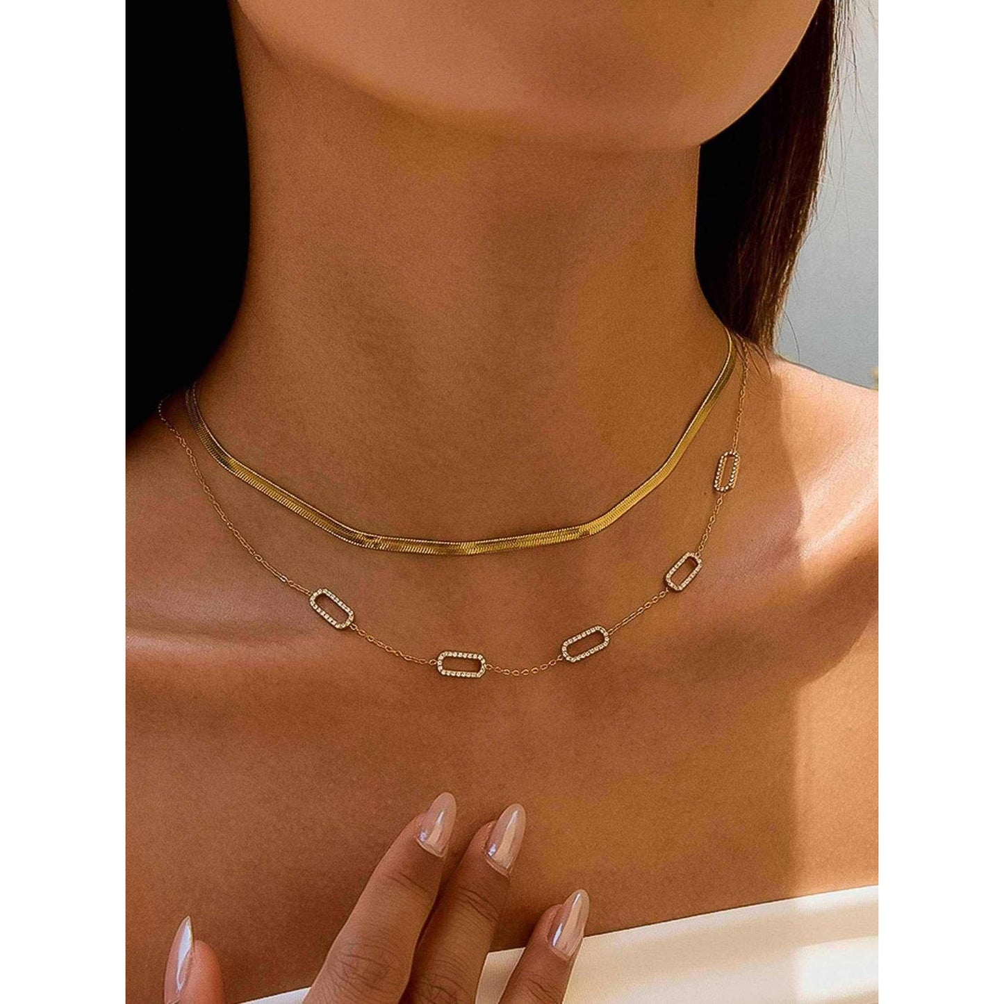 
                  
                    Burnisse 18K Gold Non - Tarnish Dainty Geometric Chain Necklace - Curated Home Decor
                  
                
