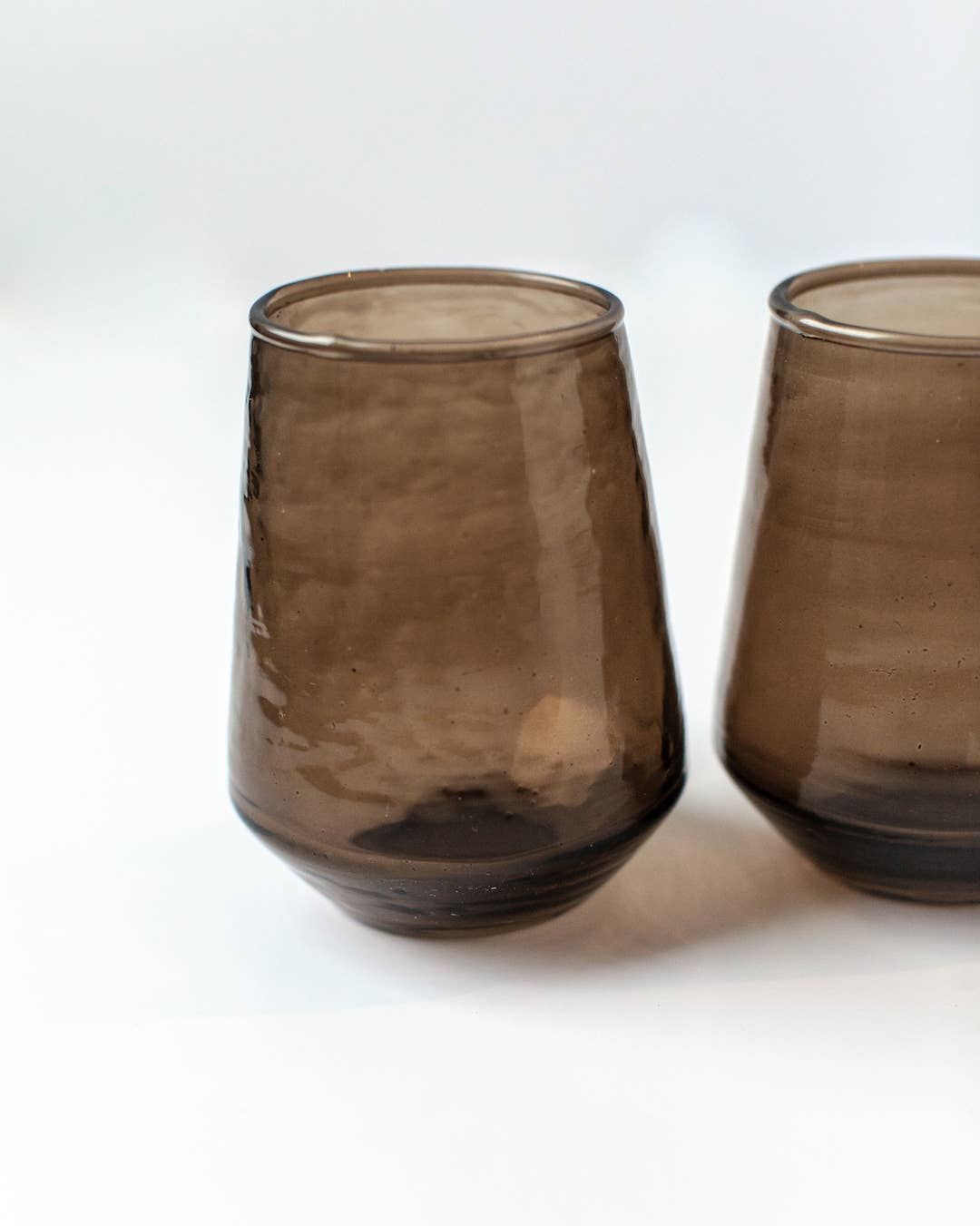 Creative Women - Handblown Hammered Glass Water Tumbler | Pair of 2: Smoke - Curated Home Decor