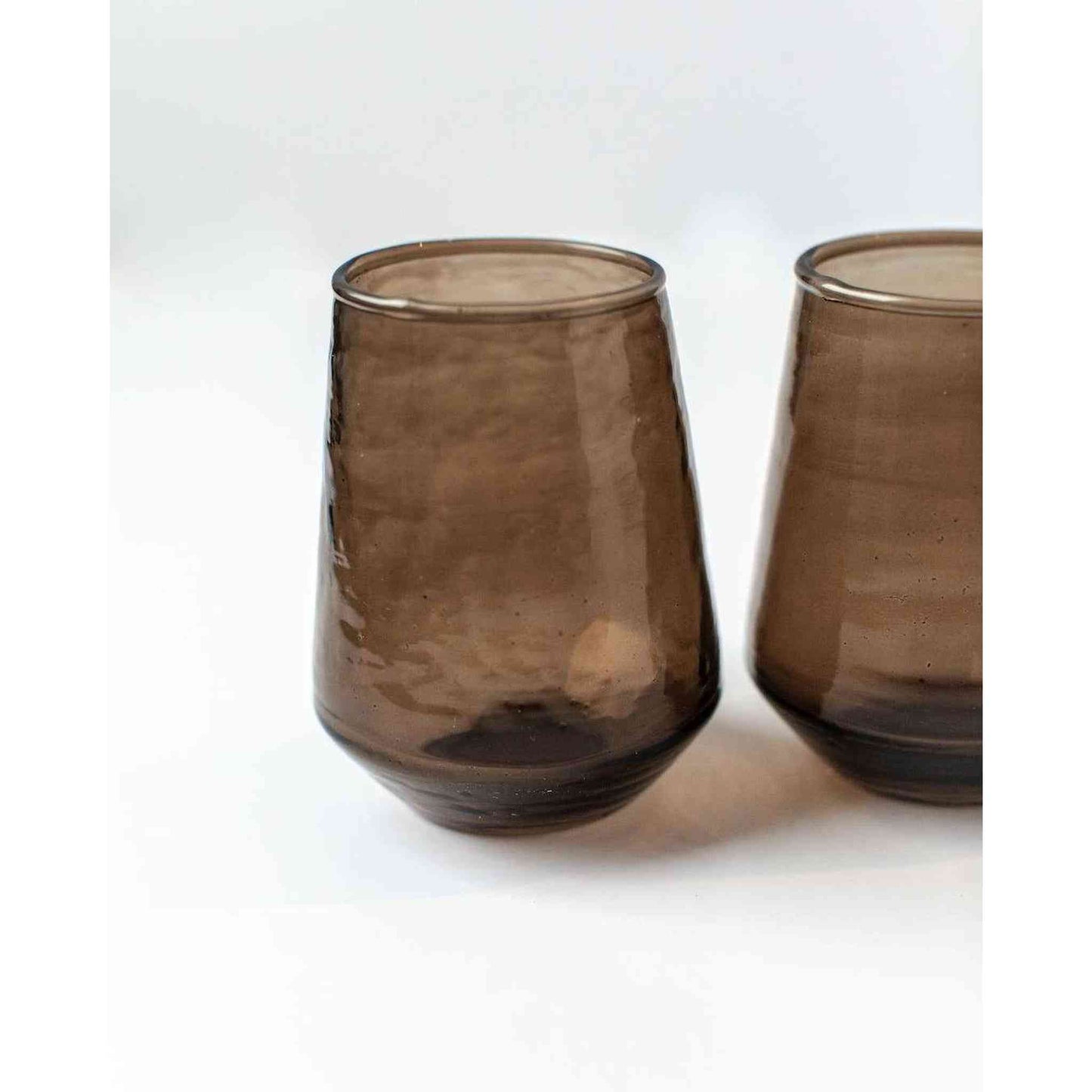
                  
                    A pair of amber handblown hammered glass water tumblers. - Curated Home Decor
                  
                