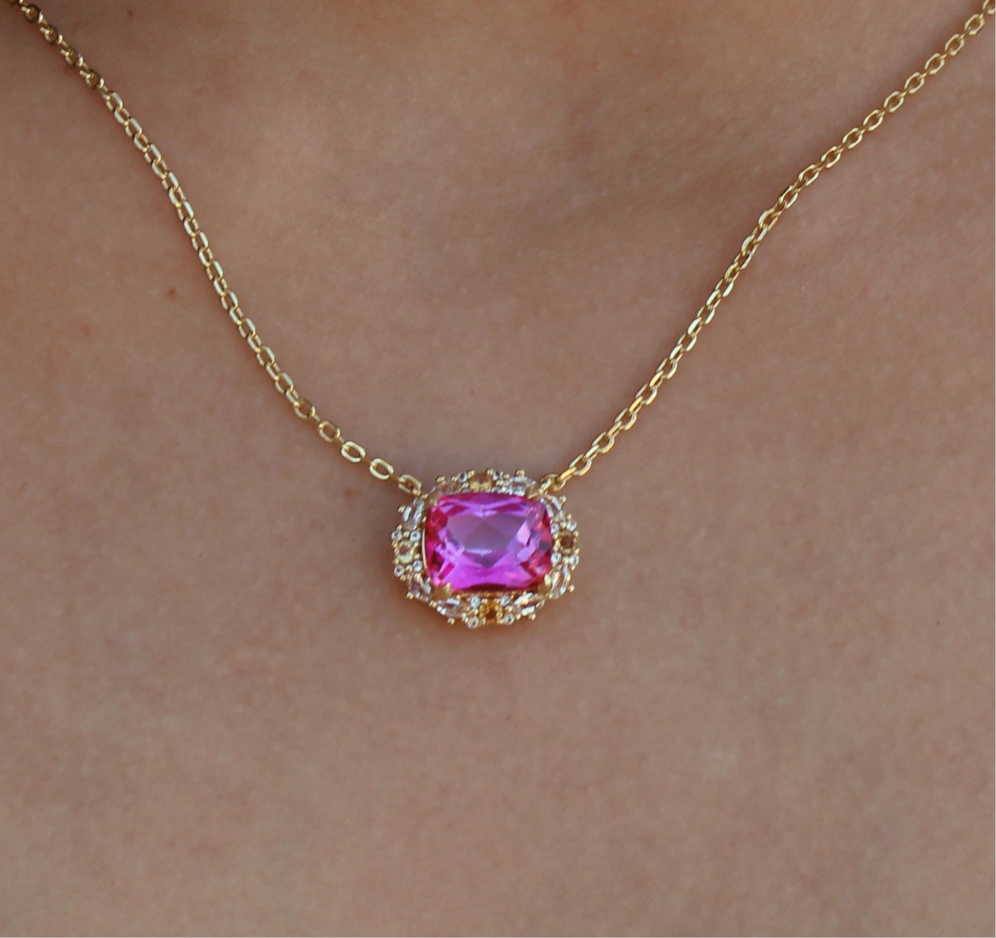 Vivian Grace Jewelry - The Poppy Necklace - Pink Topaz and Citrine: Gold - Curated Home Decor