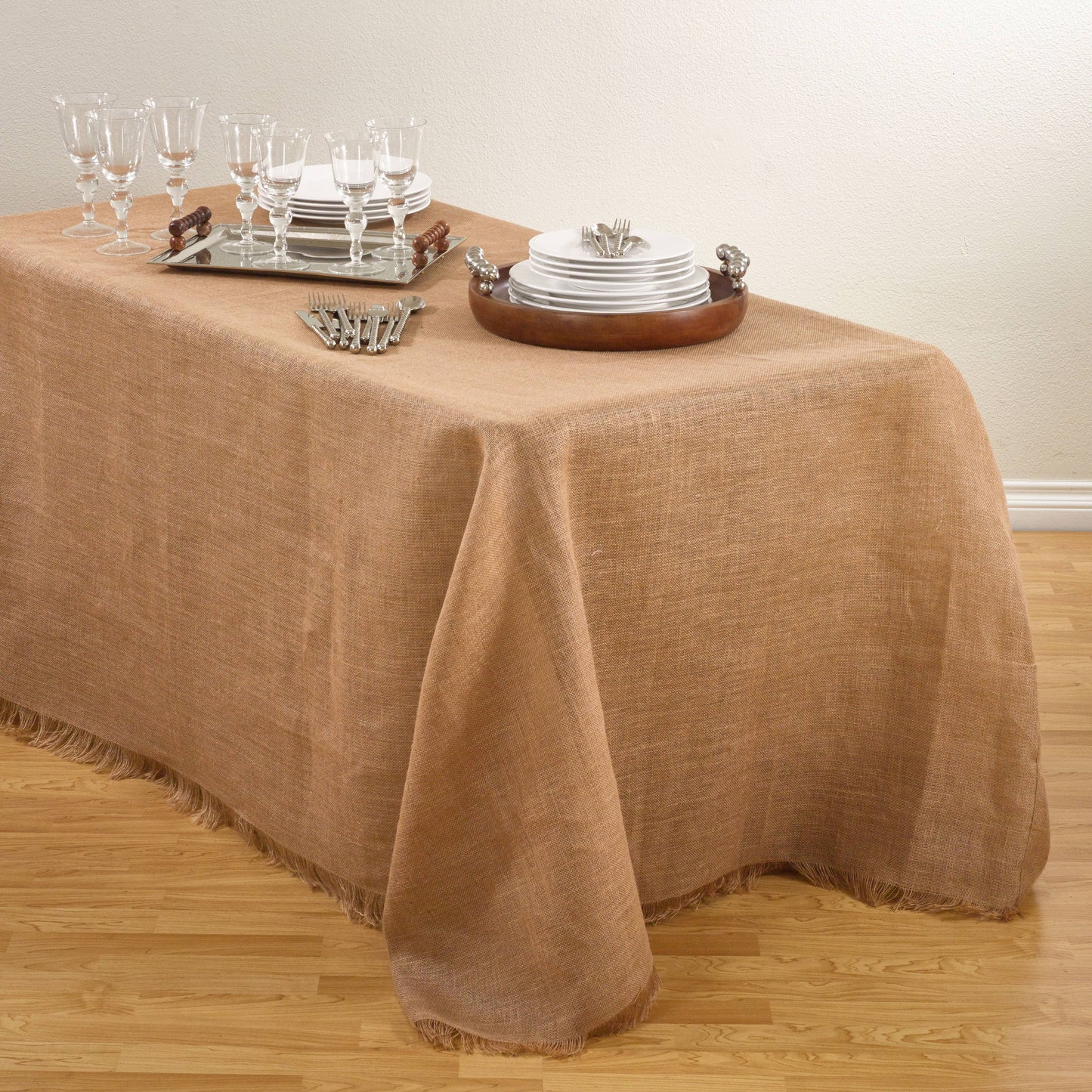 Saro Lifestyle - Burlap Tablecloth: Natural / 90"x120" - Curated Home Decor