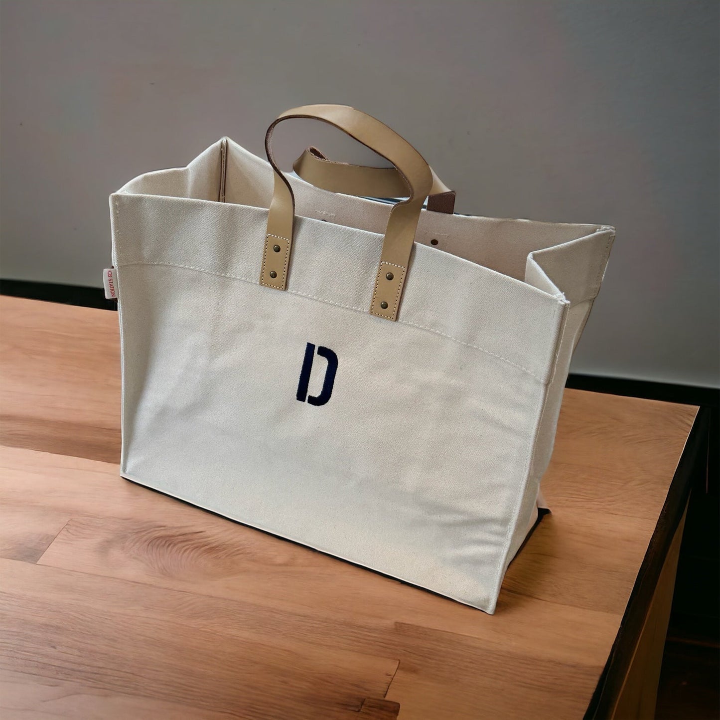 Natural Monogrammed Advantage Bag - Curated Home Decor