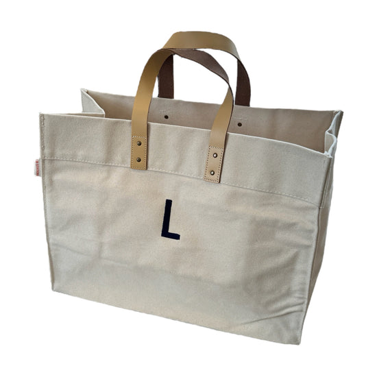 Natural Monogrammed Advantage Bag - Curated Home Decor