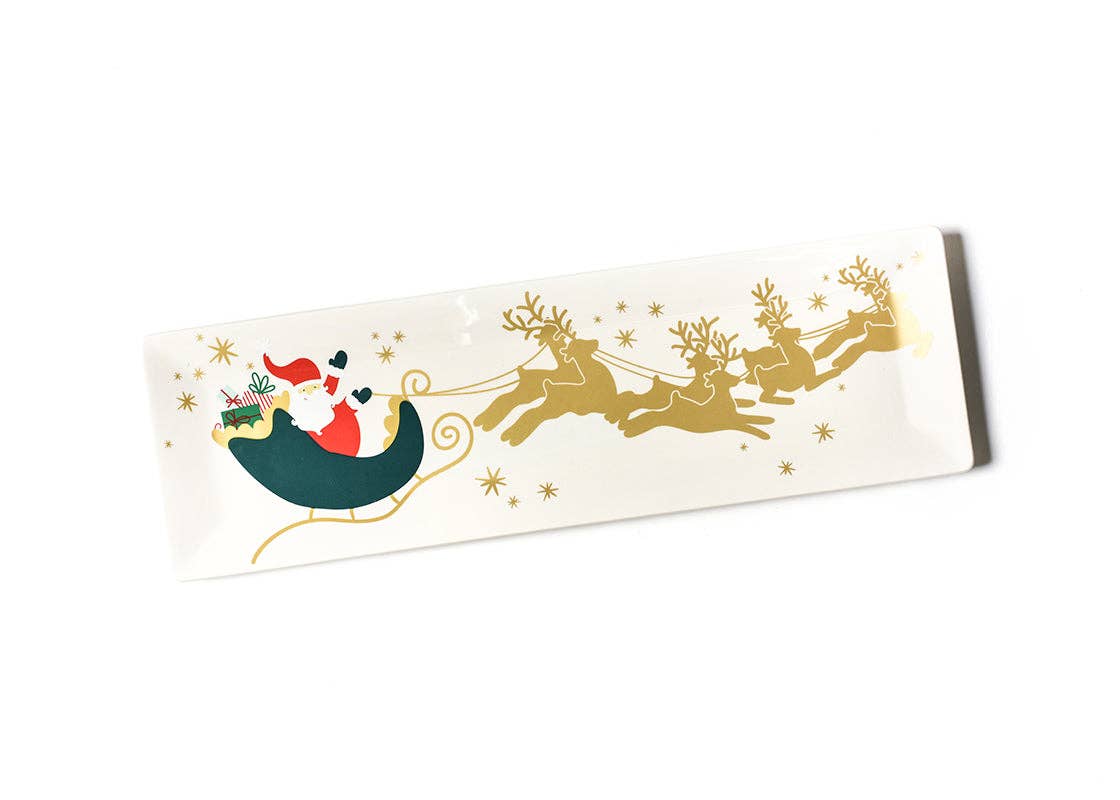 Flying Santa Skinny Rectangle Tray