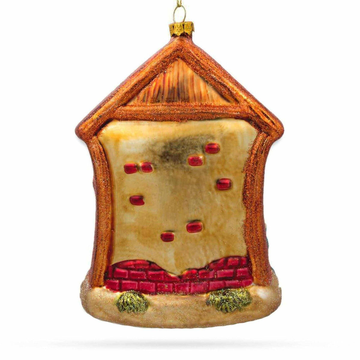 
                  
                    Magnificent large hand-painted glass nativity scene Christmas ornament with vibrant colors and hanging cord
                  
                