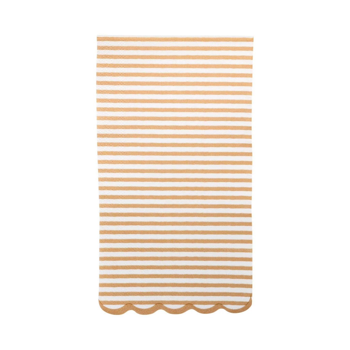 BAB1138 - Tan Striped Dinner Napkin with scalloped edge, 24-pack, 4.25x7.75 inches, neutral tones for celebrations