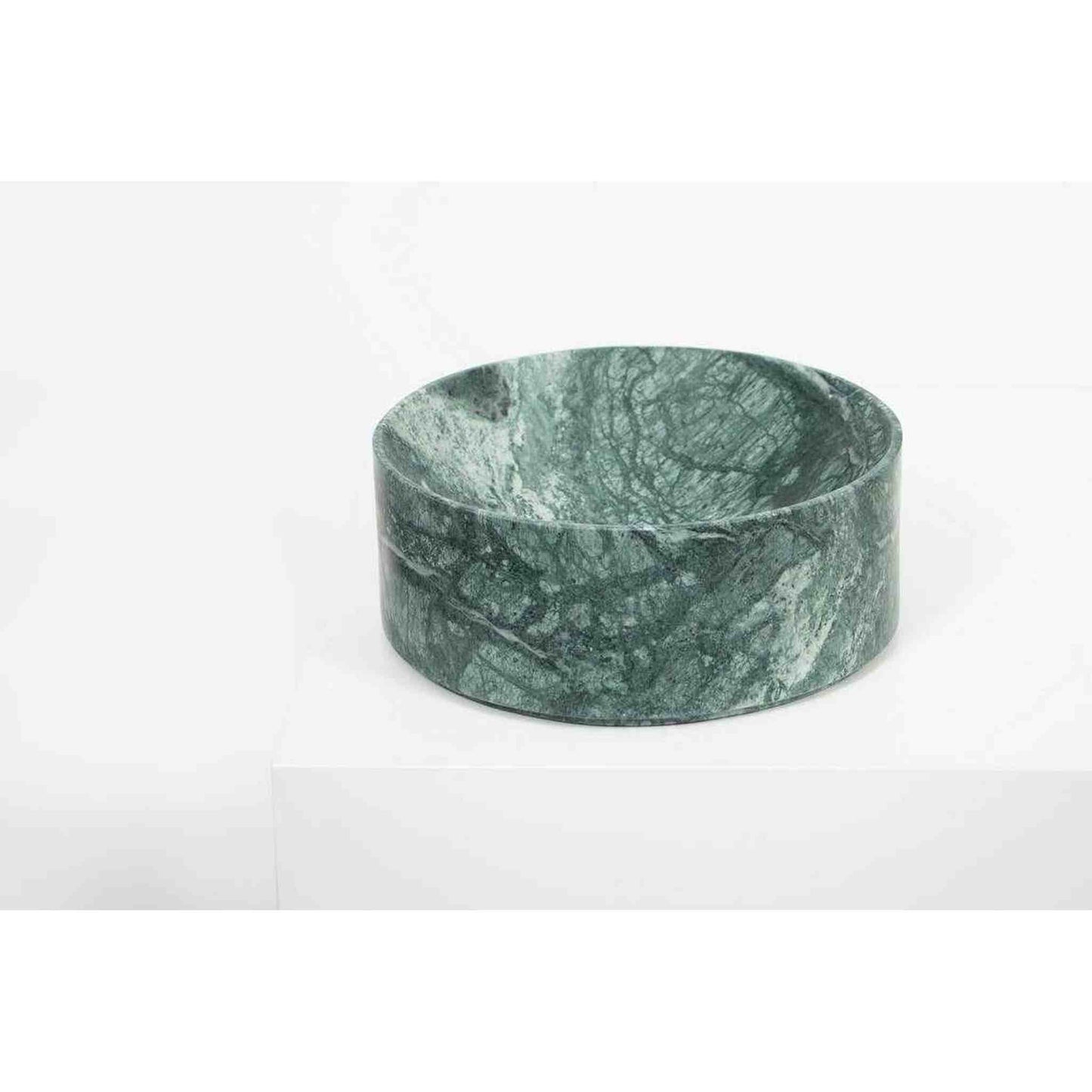 Large Empress Green Marble deep dish with honed finish and fine green veining