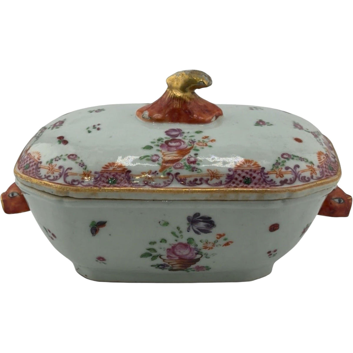 Famille Rose Covered Butter Dish — Chinese Export Style - Curated Home Decor