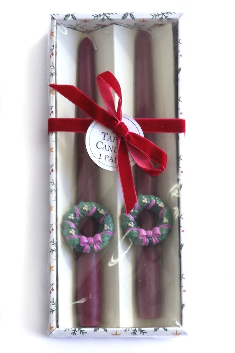 Holiday Wreath Taper Candles — Set of 2 – Cody Foster & Co - Curated Home Decor