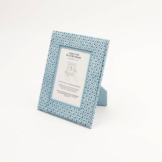 Dot and Grid Blue Picture Frame - Curated Home Decor