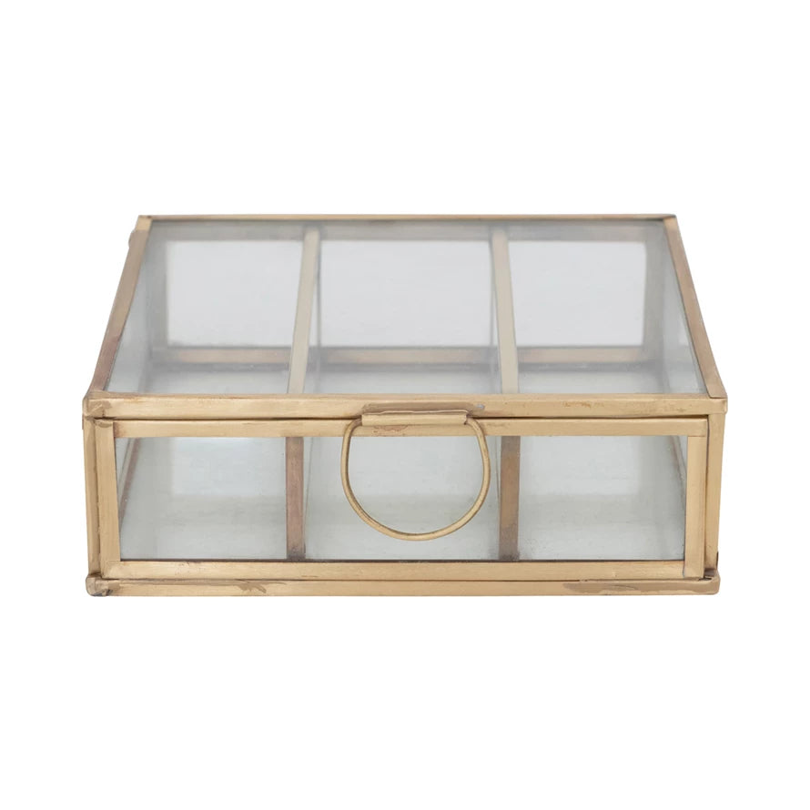 Gold Square Metal & Glass Box - Curated Home Decor