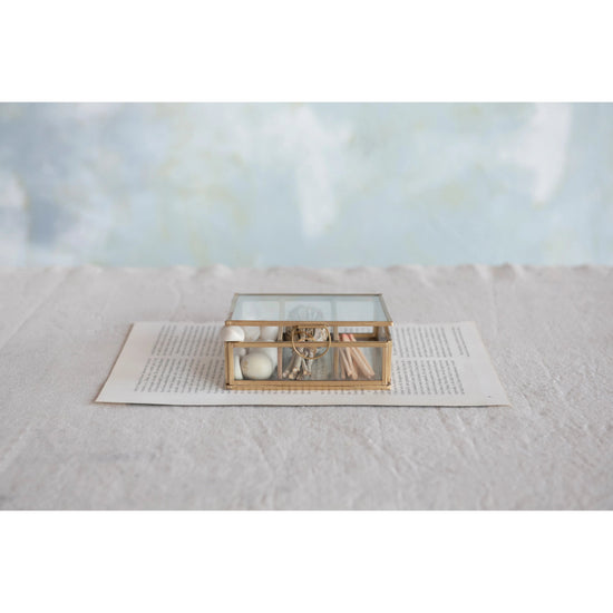 Gold Square Metal & Glass Box - Curated Home Decor