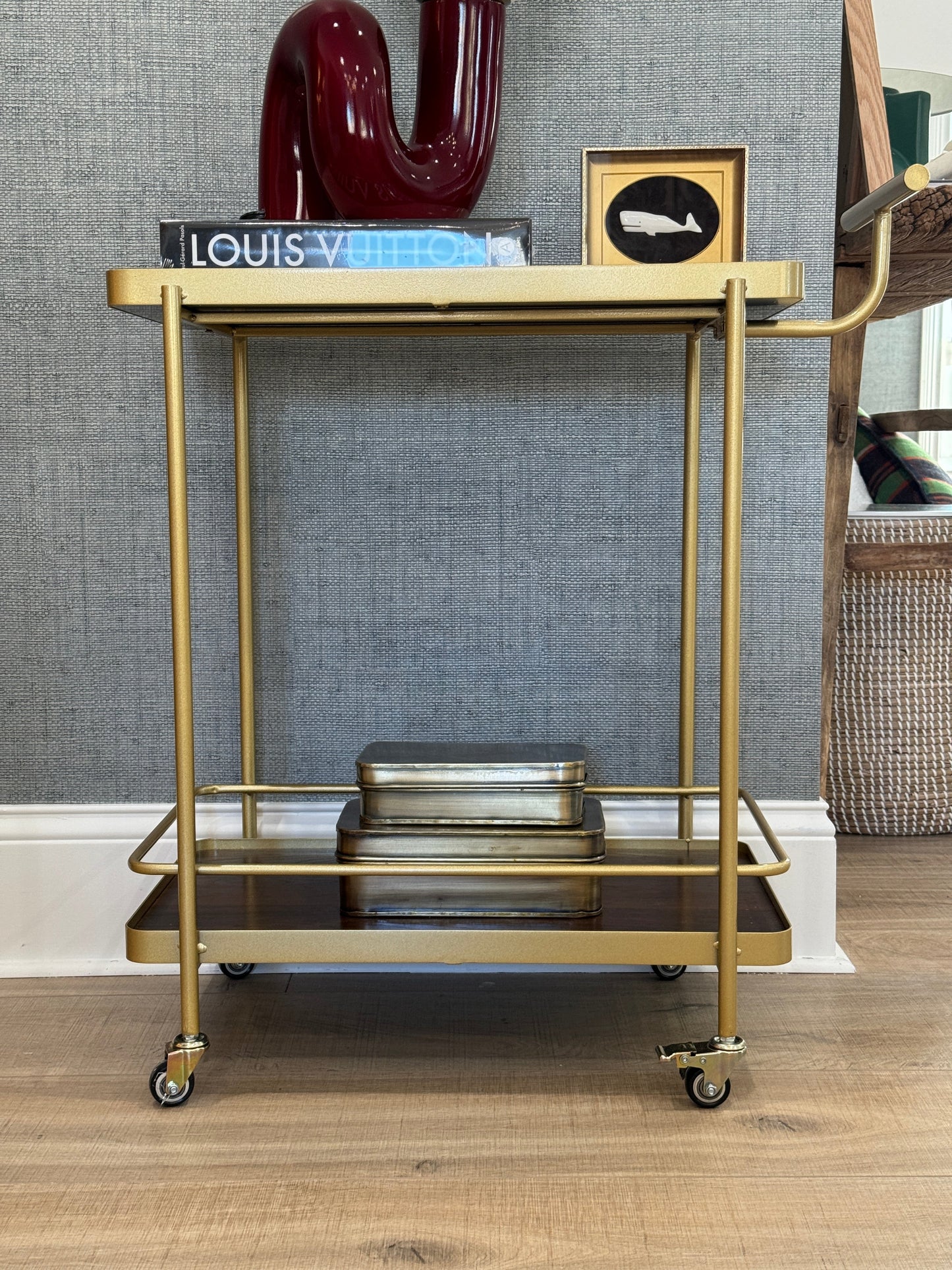 Gold Rolling Bar Cart - Curated Home Decor