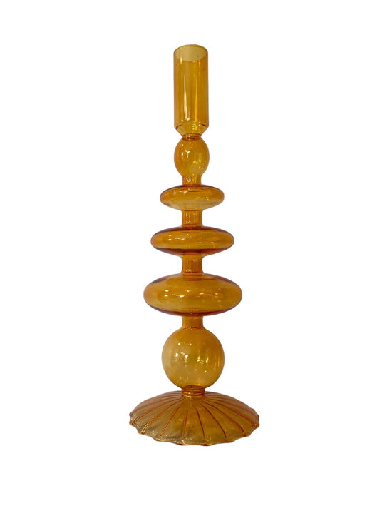 Citrine Glass Candlestick - Curated Home Decor